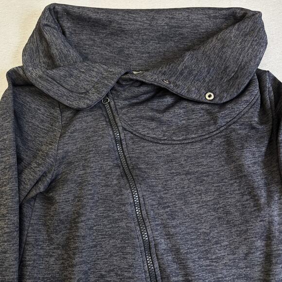 Vtg Champion Duo Dry Jacket Womens Small Gray Cowl Neck Angle Zip Jersey Shacket - Picture 2 of 8